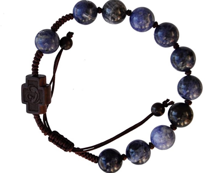 Sodalita & Azufaifo - Pulsera ajustable de rosario de 10 mm