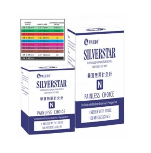 Caja 100 Agujas Silverstar 0.25x40mm 1.5 Cun