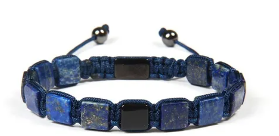 Pulsera Piedra Natural Lapislázul Hombre O Mujer Ajustable
